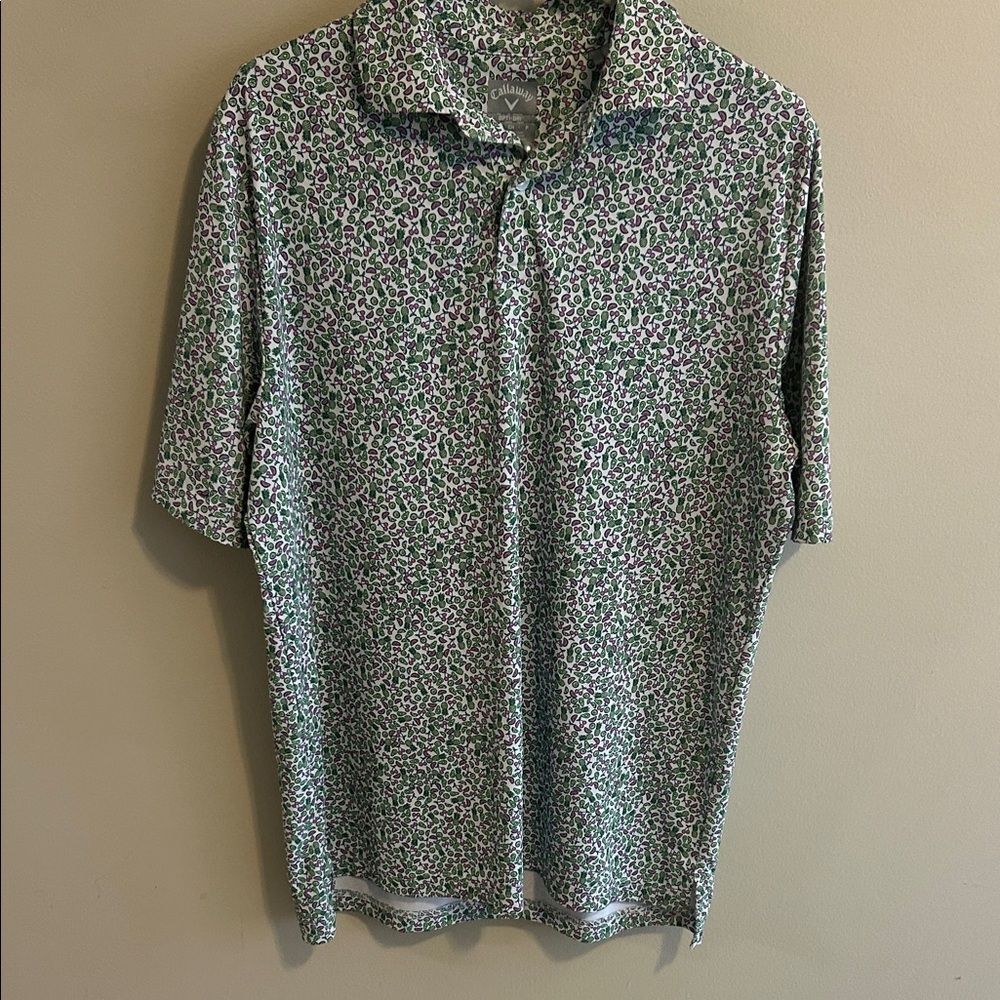 Callaway Golf Opti Dri Tropical Fruit Print Polo. Size Small